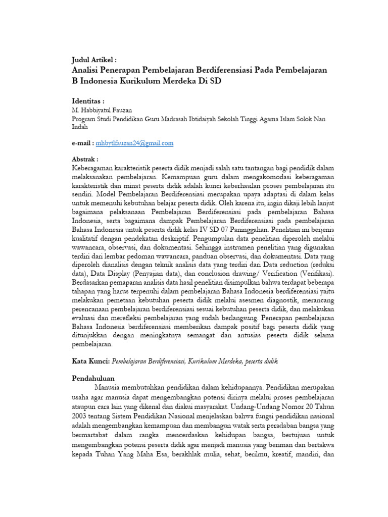 Artikel Penerapan Pembelajaran Pdf