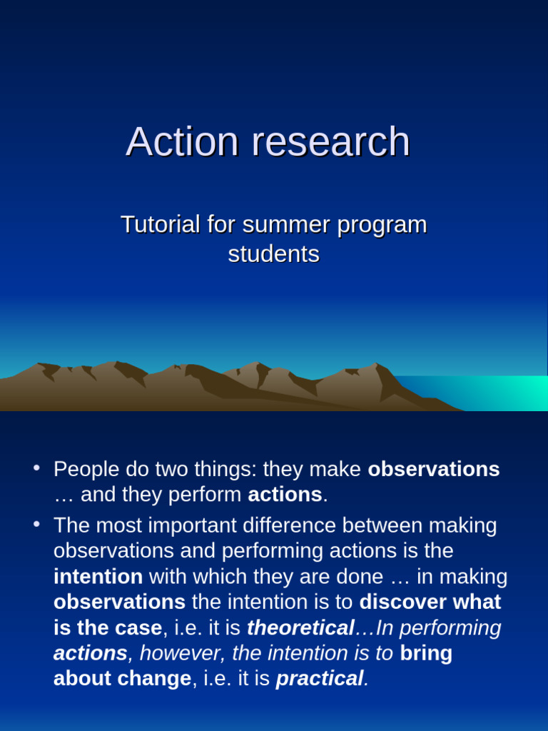 Action Research Tutorial For Summer Sts-1-1 | PDF