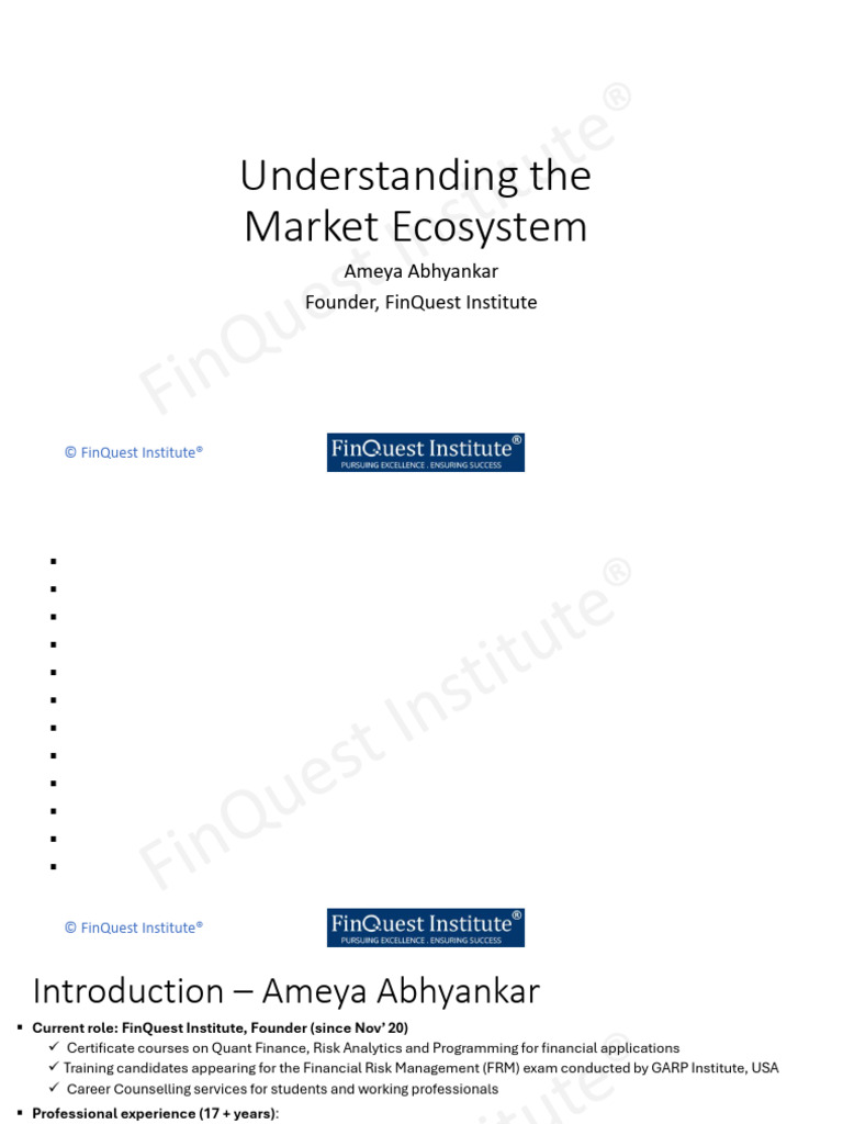 Module 1 - Knowledge of Market Ecosystem | PDF