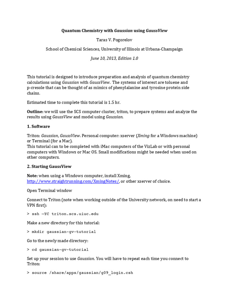 Gaussian Using Gaussview Pdf