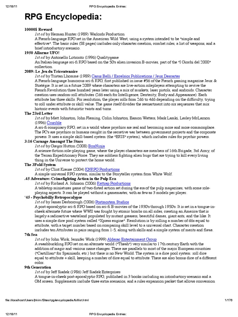RPG Encyclopedia | PDF | Role Playing Games | Dungeons & Dragons