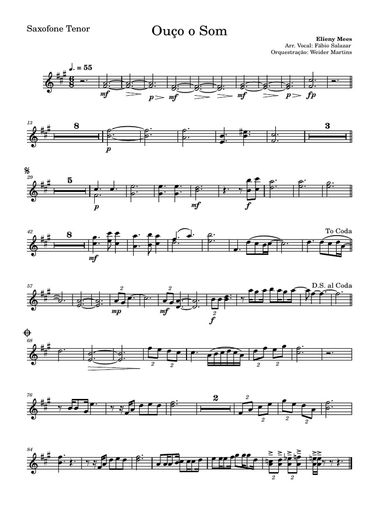 Ouço o Som - Saxofone Tenor | PDF