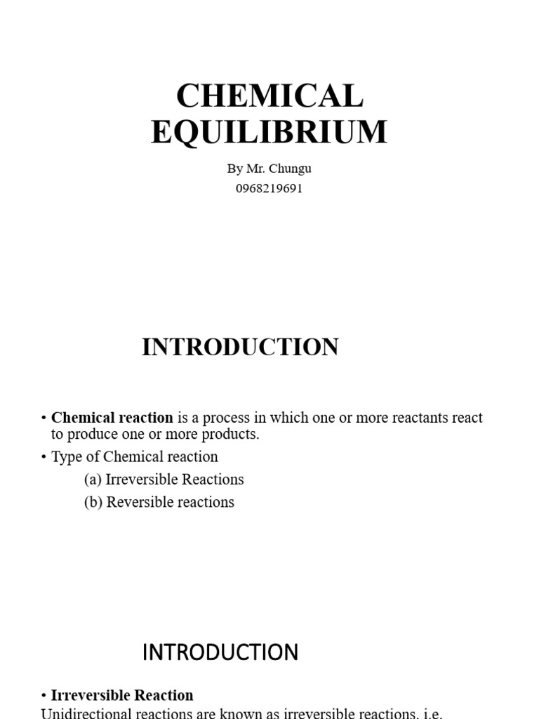 Chemical Equilibrium01 | PDF