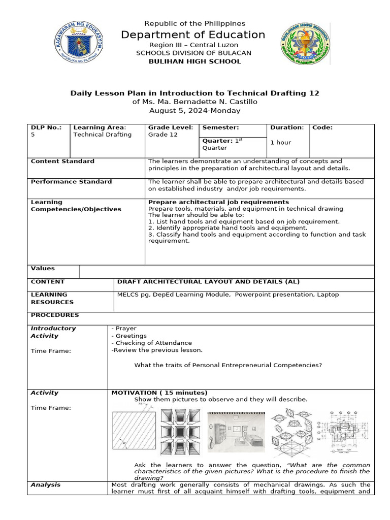 Department of Education: Daily Lesson Plan in Introduction To Technical ...