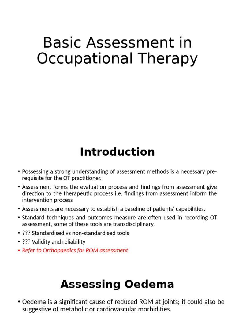 Occupational Therapy Assessment Techniques | PDF | Muscle Contraction ...