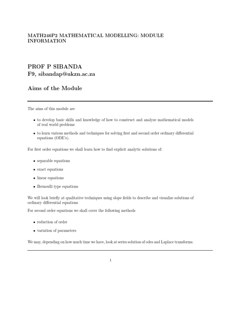 Math246p2 Mathematical Modelling | PDF