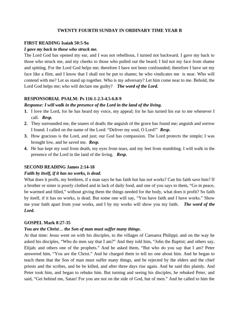 Twenty Fourth Sunday Year B. | PDF