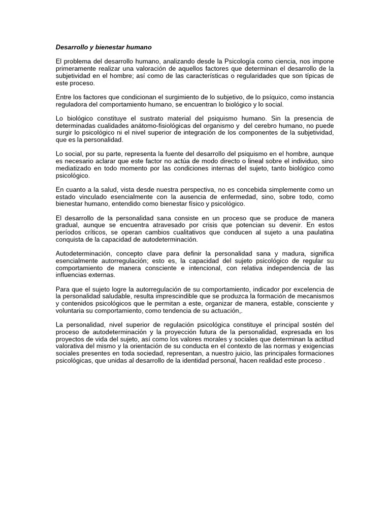 Desarrollo y bienestar humano | PDF