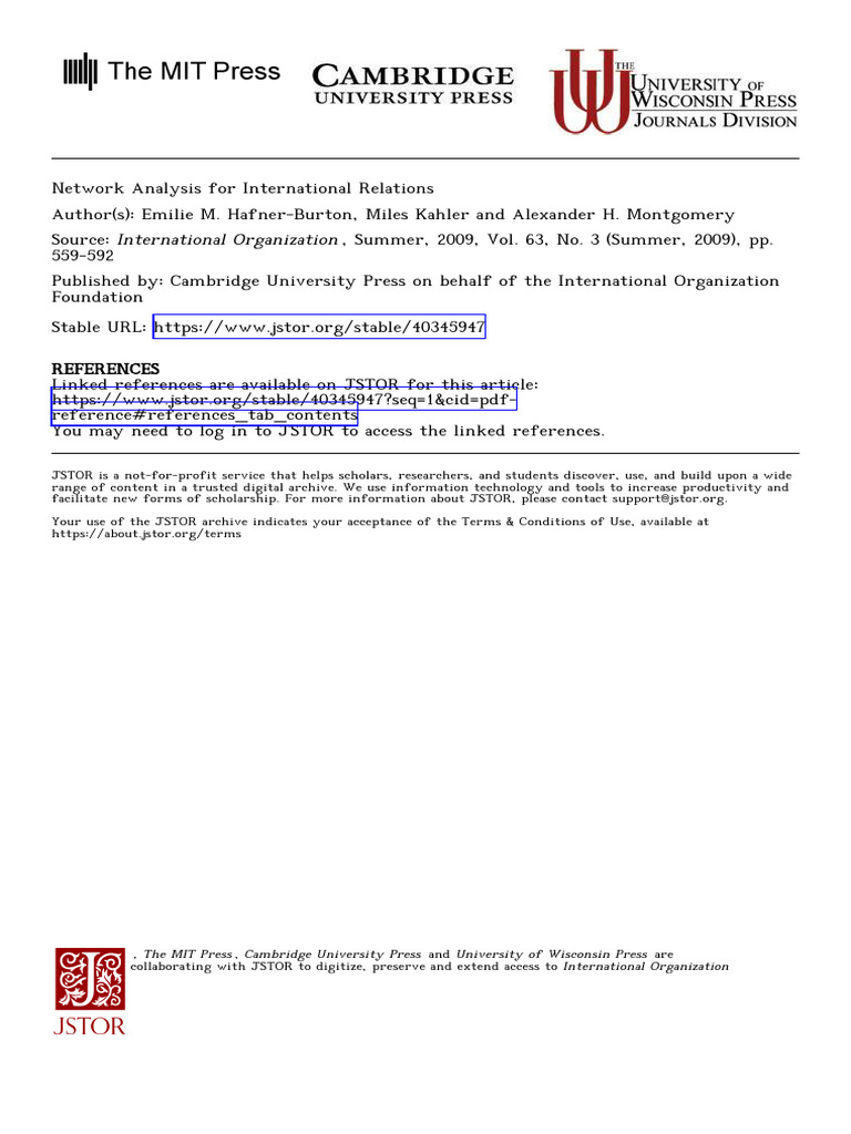 Network Analysis For International Relations | PDF