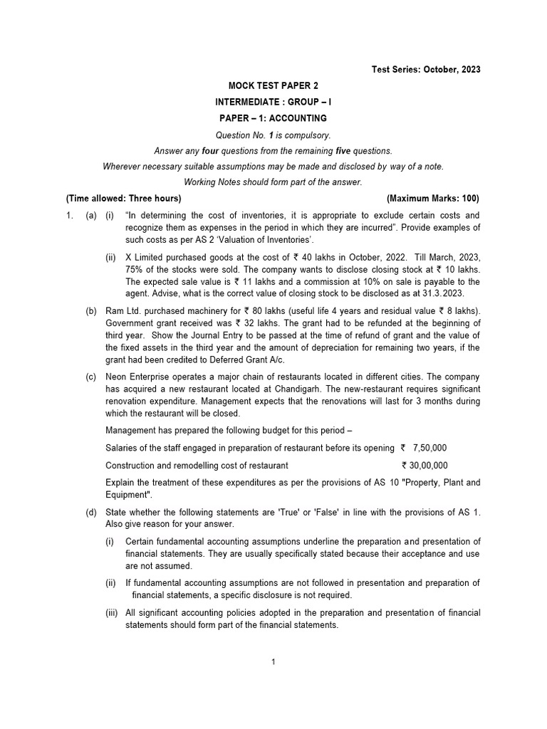 CA Inter Account MTP 2 Q Nov23 Castudynotes Com | PDF | Equity (Finance ...