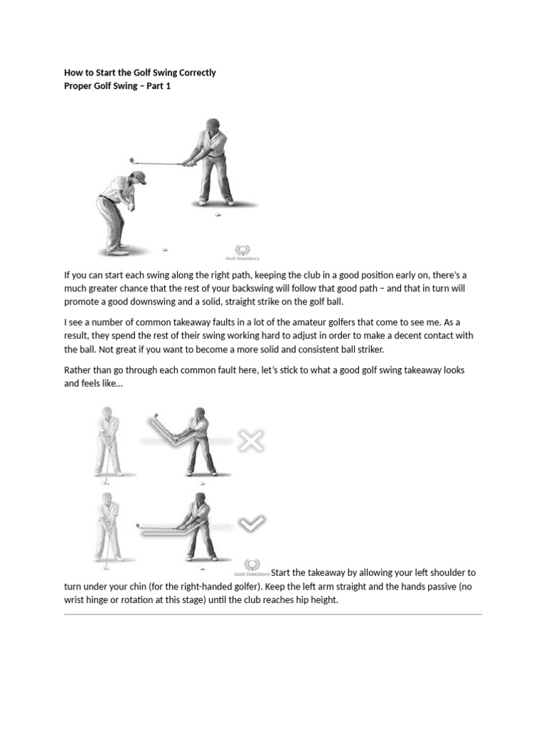 How To Start The Golf Swing Correctly | PDF