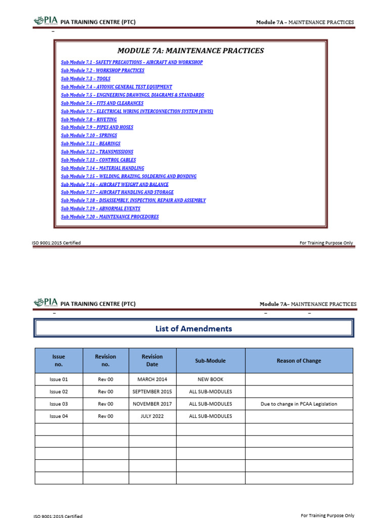 Module 7 (Maintenance Practices) Sub Module 7.1 | PDF