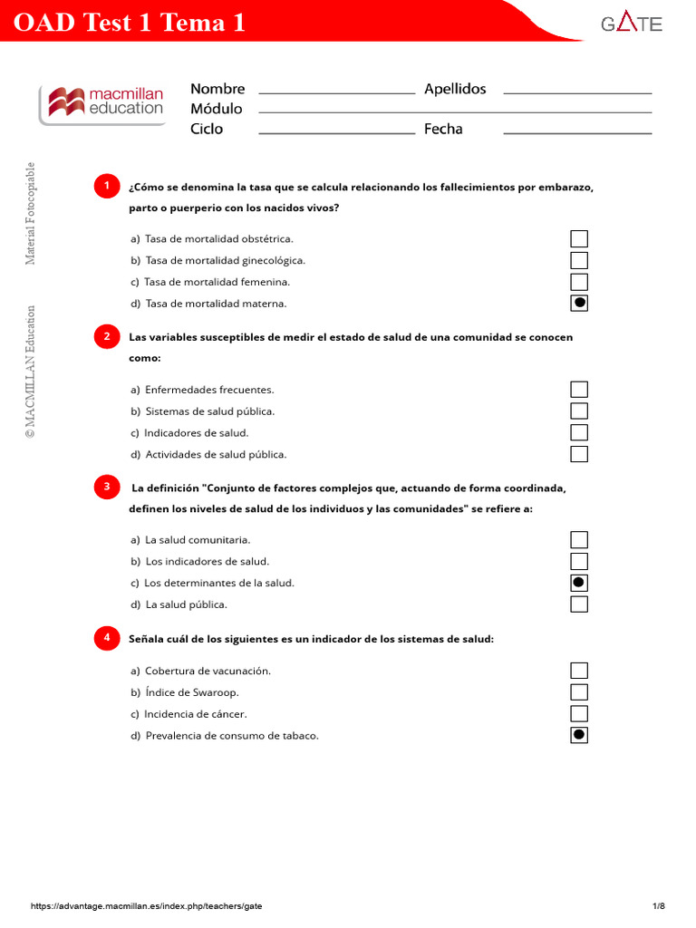 Oads Tema 1 Test Soluciones | PDF