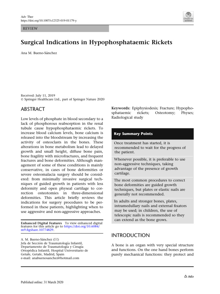 Surgical Indications in Hypophosphataemic Rickets | PDF