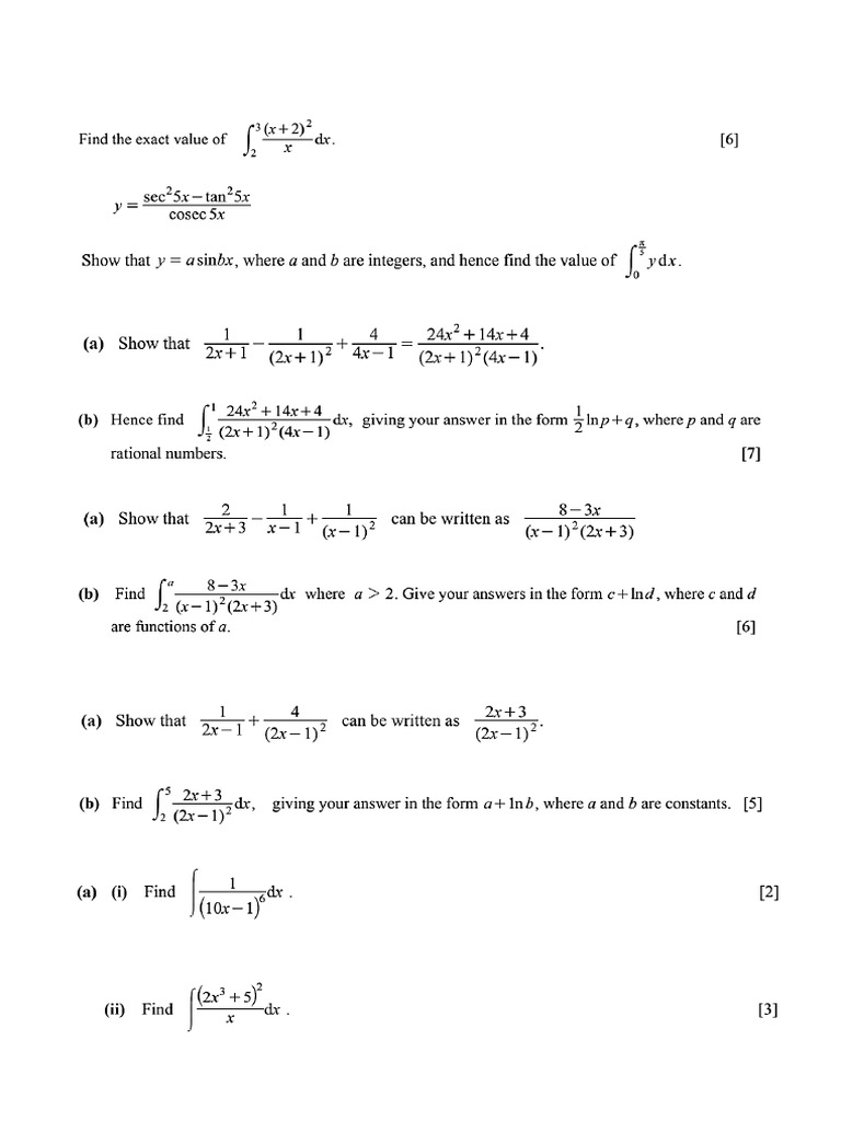 Integration Techniques and Examples | PDF | Combinatorics ...