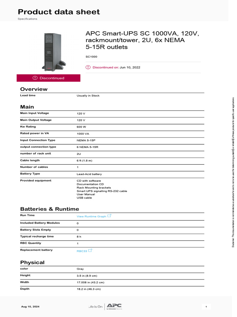 APC SMART UPS 1000 MANUAL PDF visual data 3