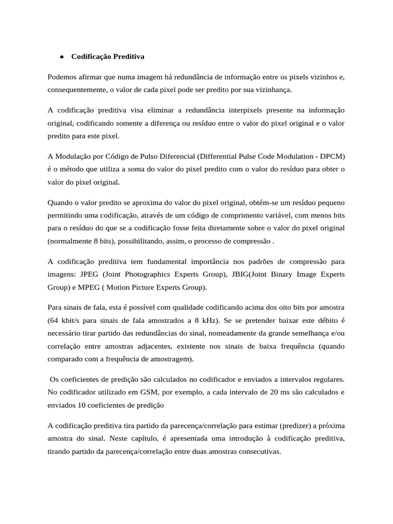 Codificação Preditiva | PDF