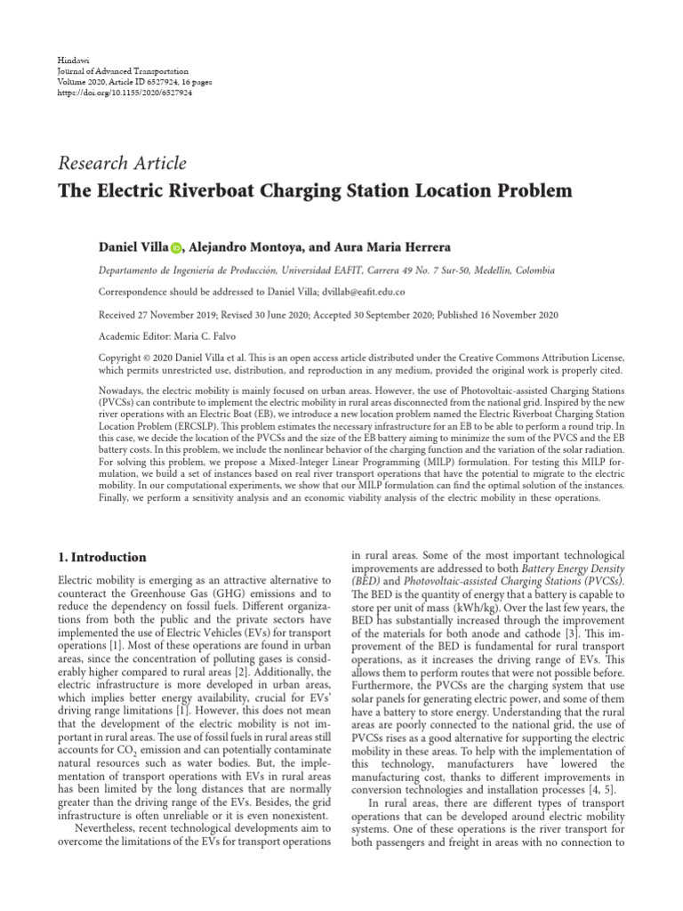 The Electric Riverboat Charging Station Location Problem | PDF