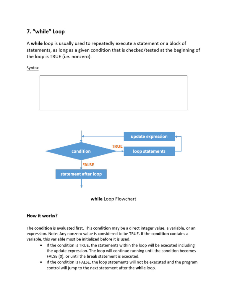 7 - While & Do-While Loops | PDF