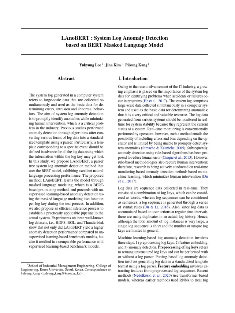 Lanobert: System Log Anomaly Detection Based On Bert Masked Language ...