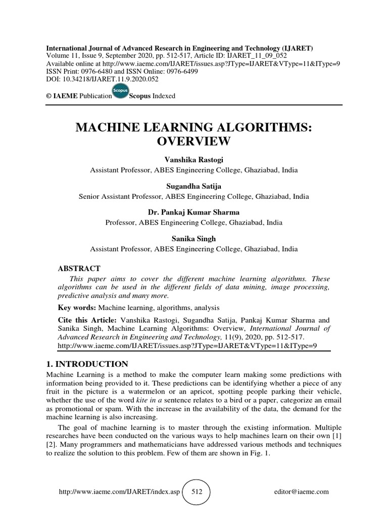 Machine Learning Algorithms Overview | PDF | Machine Learning | Cluster ...