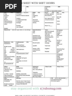 Nurse Brain Sheet With Shift Hours