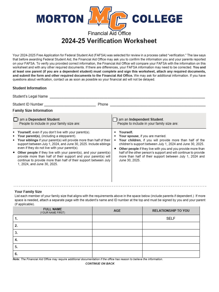 24 25 Verification Worksheet | PDF