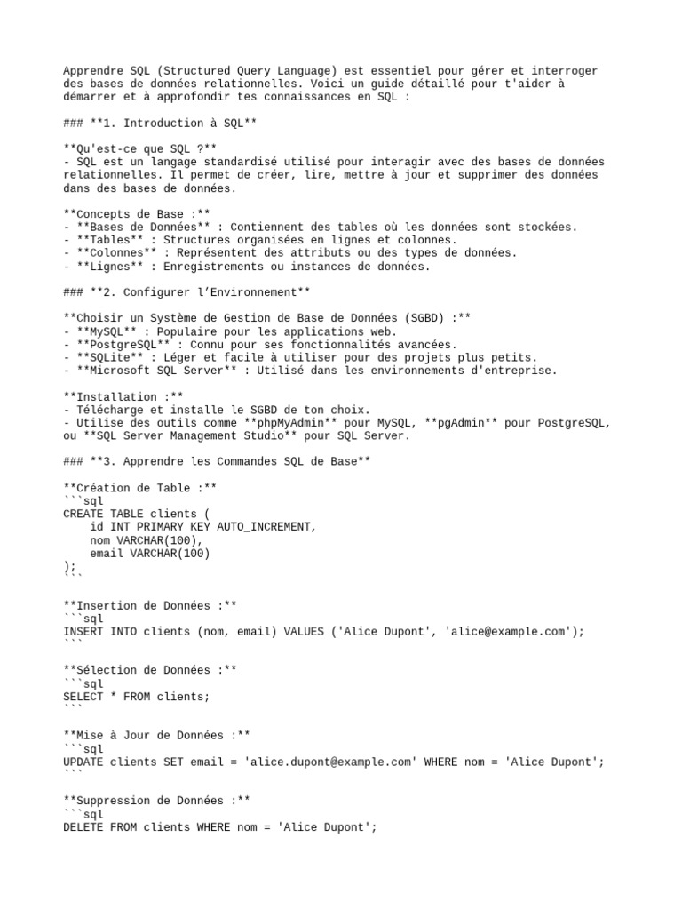 Learn SQL | PDF