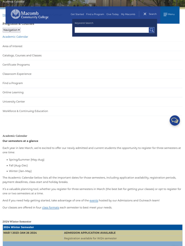 Academic Calendar Community College PDF