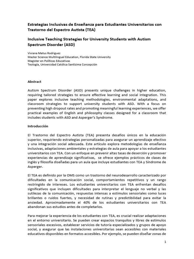 Estrategias Inclusivas para Estudiantes con TEA | PDF | Evaluación ...