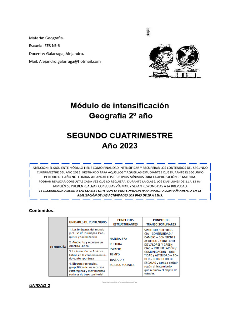 Módulo de Intensificación 2C GEOGRAFíA 2DO AÑO 2023 | PDF | Agua | Agua ...