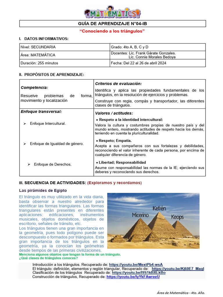 GUIA DE APRENDIZAJE N04 - 4to Ano - 2024 | PDF