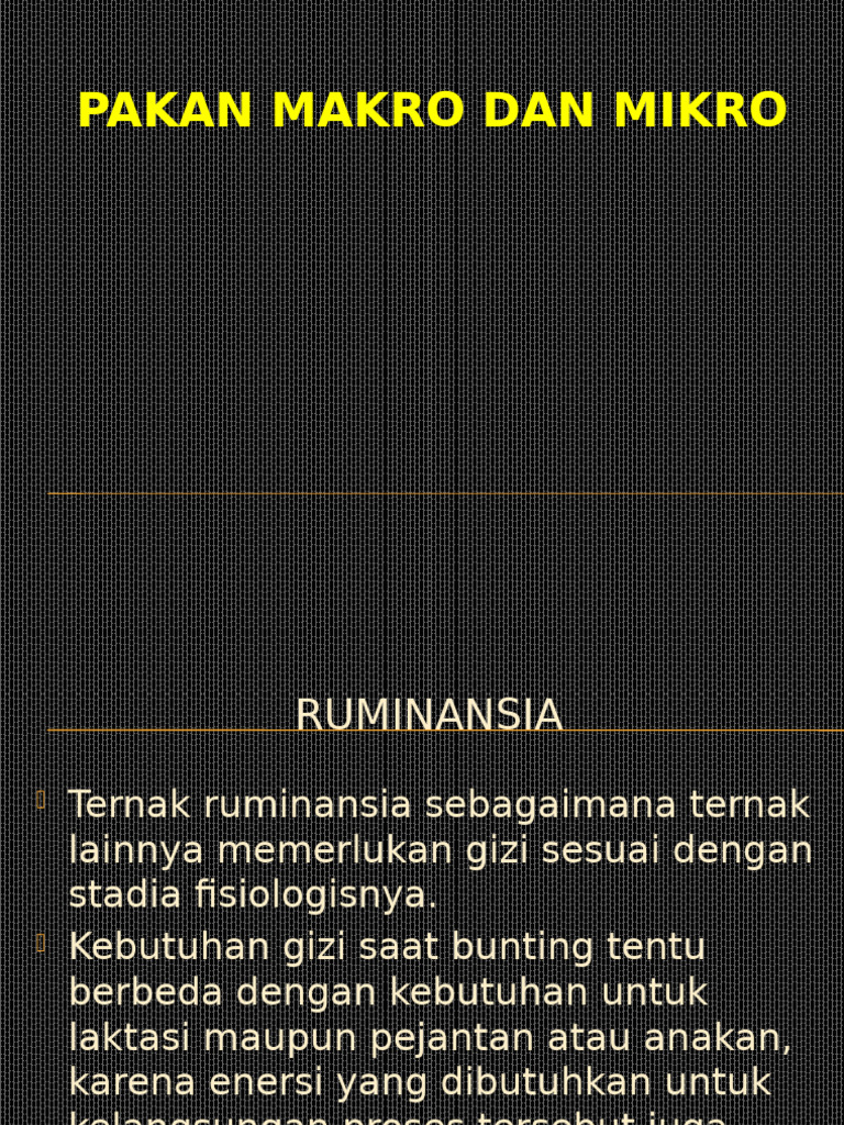 PAKAN MAKRO D MIKRO - Sapi Perah | PDF