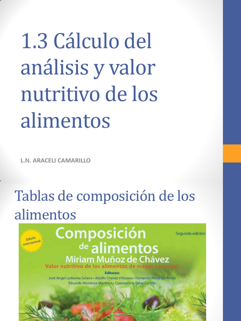 1.3 Tablas de Composición de Los Alimentos | PDF | Alimentos | Cocina ...