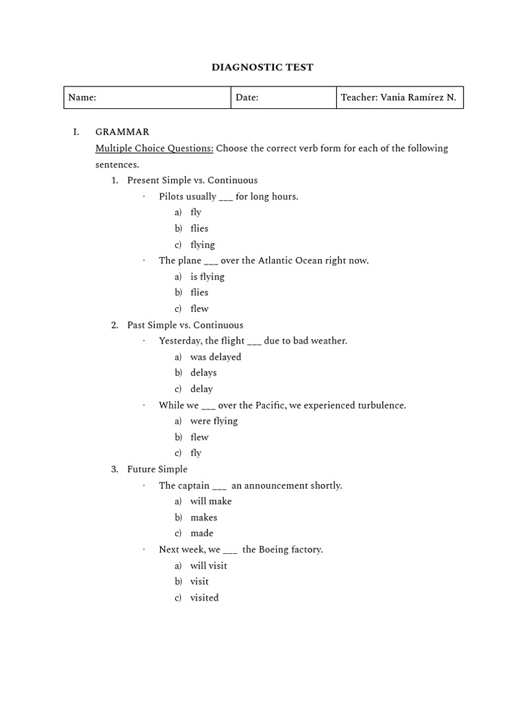 Diagnostic Test Pdf