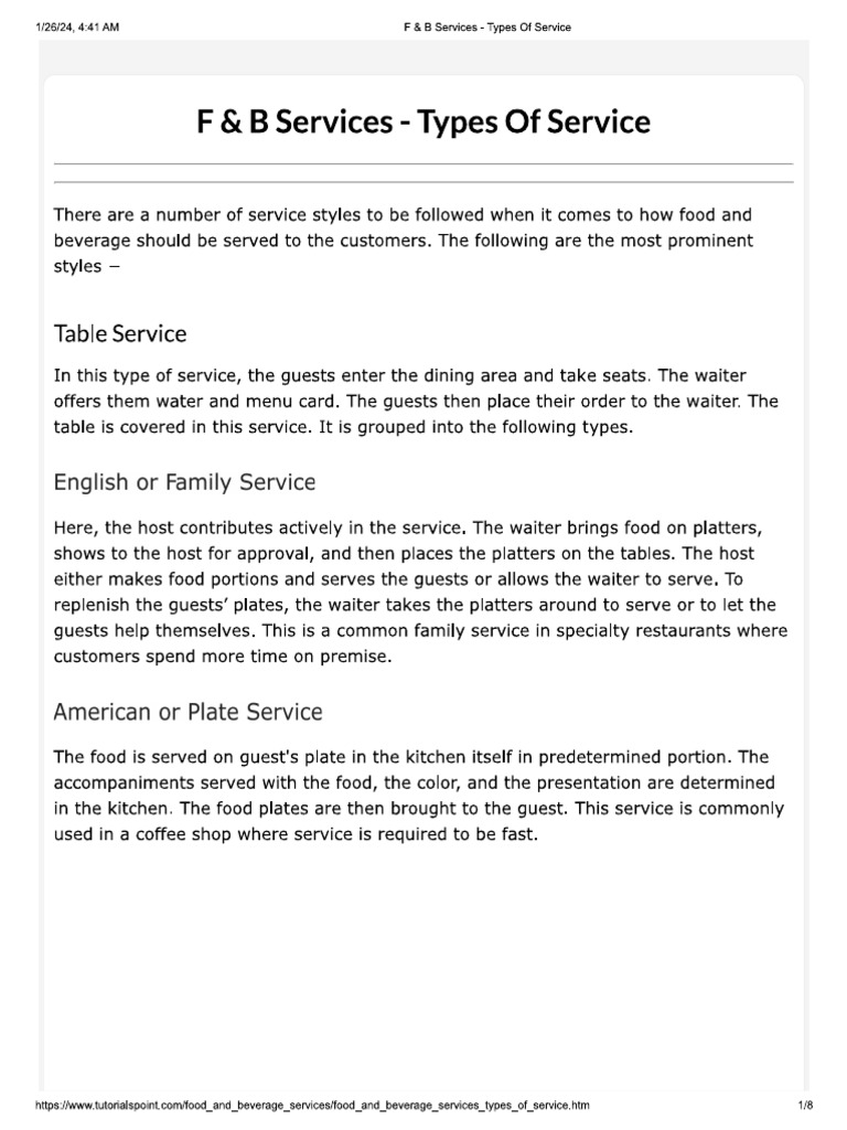 3.F&B Service | PDF