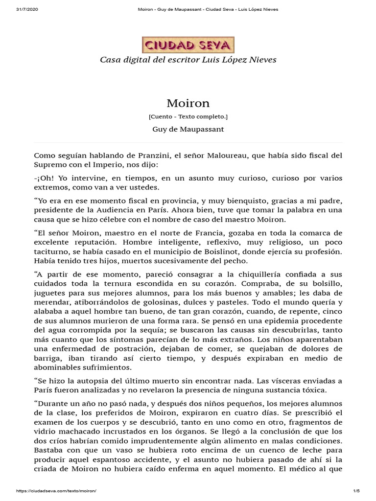 Moiron - Guy de Maupassant - Ciudad Seva | PDF