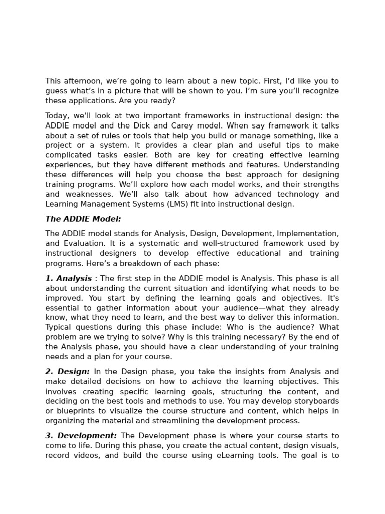 Addie Model | PDF