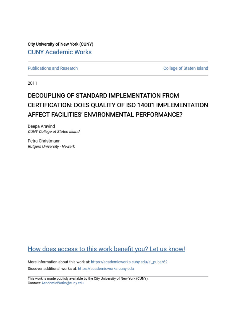 Decoupling of Standard Implementation From Certification 1w76ywngry | PDF