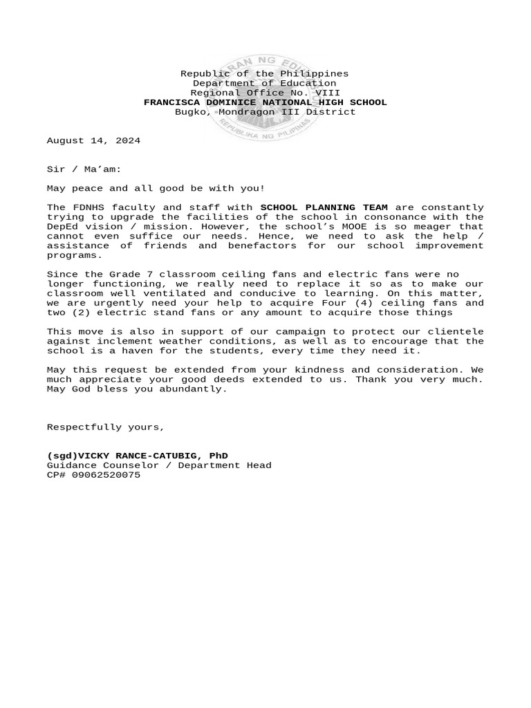 Solicitation Letter - Ceiling Fans | PDF