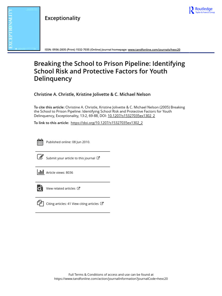 Breaking The School To Prison Pipeline Identifying School Risk and ...