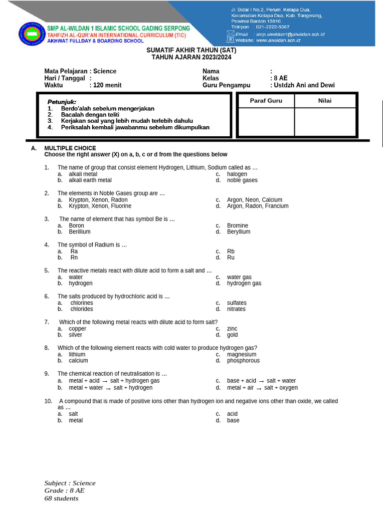 SAT - Science - 8 AE | PDF
