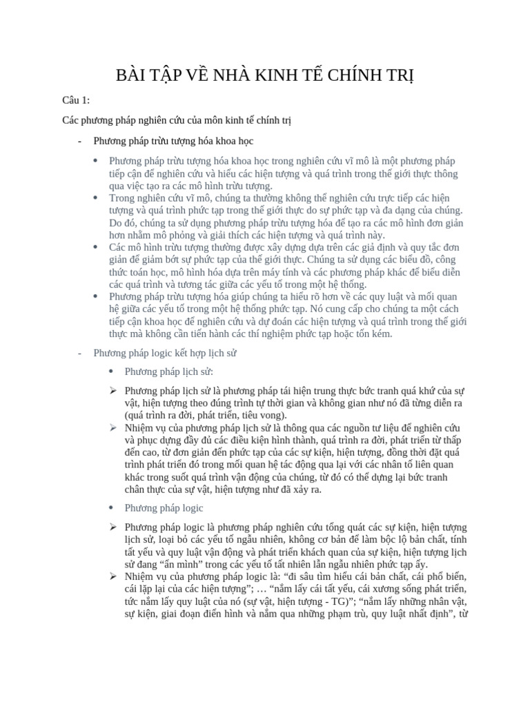 Bài tập KTCT 1 | PDF