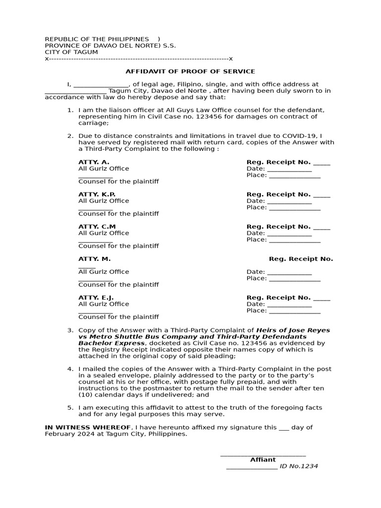 Proof of service pdf