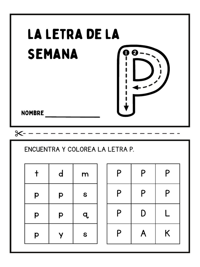 Blanco y Negro P Letra de La Semana Hojas de Trabajo | PDF