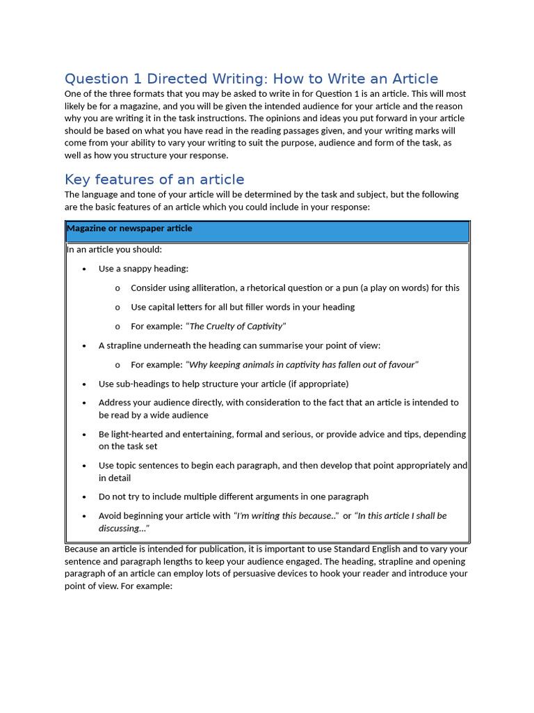 How to Write an Article | PDF