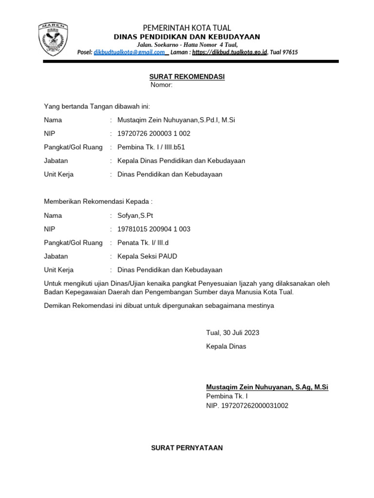 Surat Rekomendasi Pdf