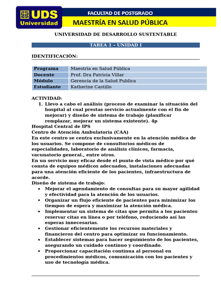 ACTIVIDAD #1 - UDS - Dra Patricia | PDF
