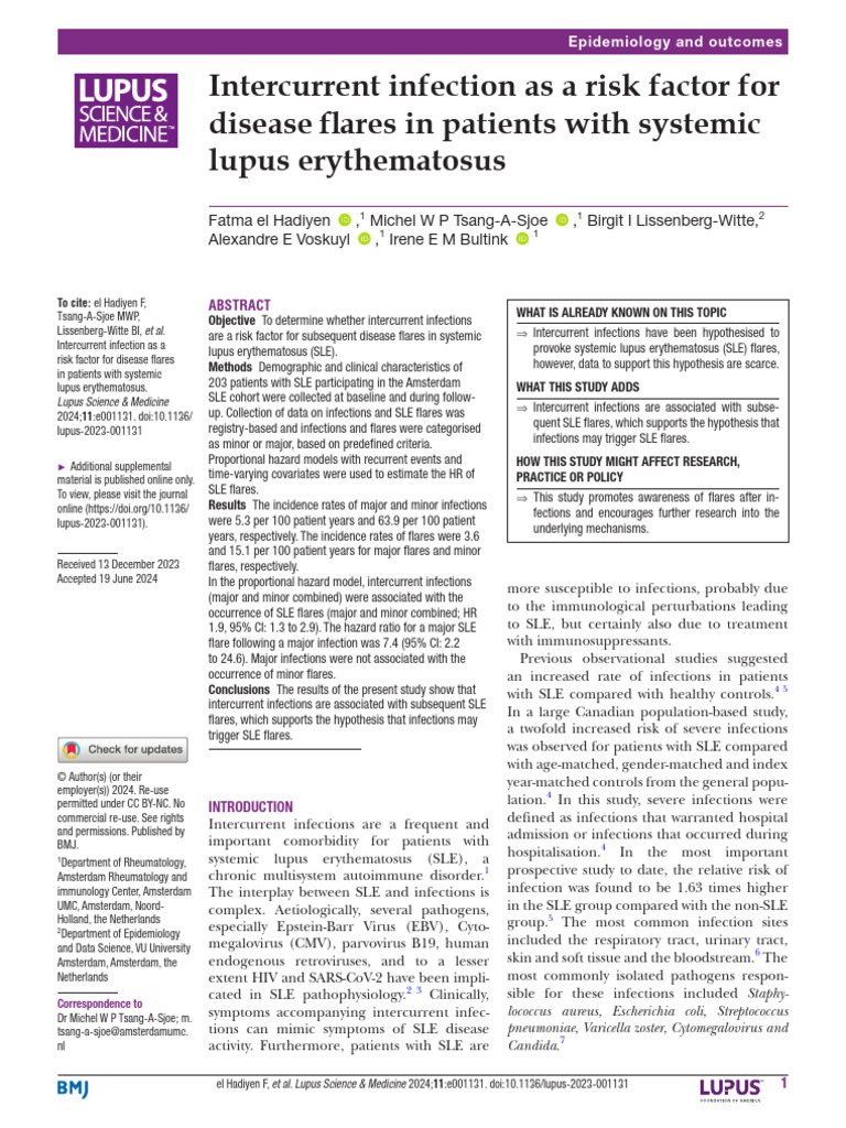Intercurrent Infection As A Risk Factor For Disease Flares in Patients ...