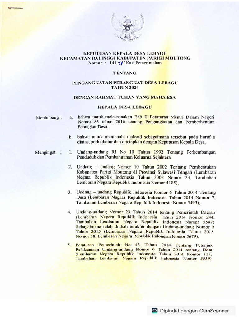 Sk Perangkat Desa 2024 Pdf